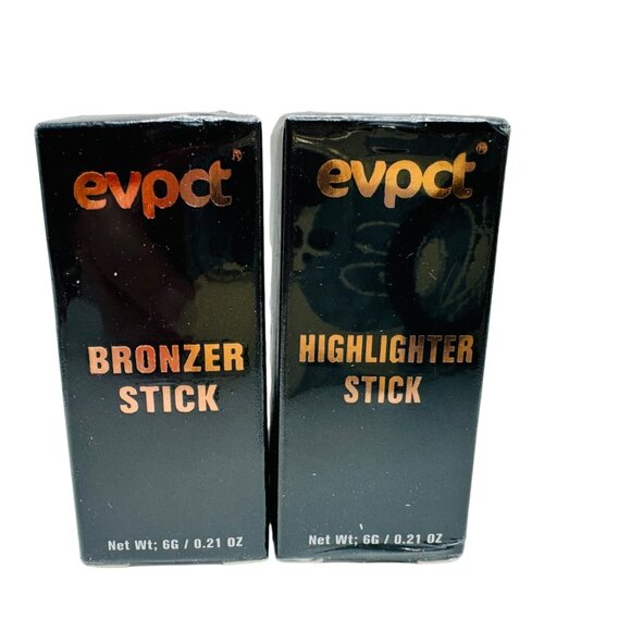 2 pack Evpct Bronzer Stick Dark Brown & Highlighter Stick Gold - Picture 1 of 4